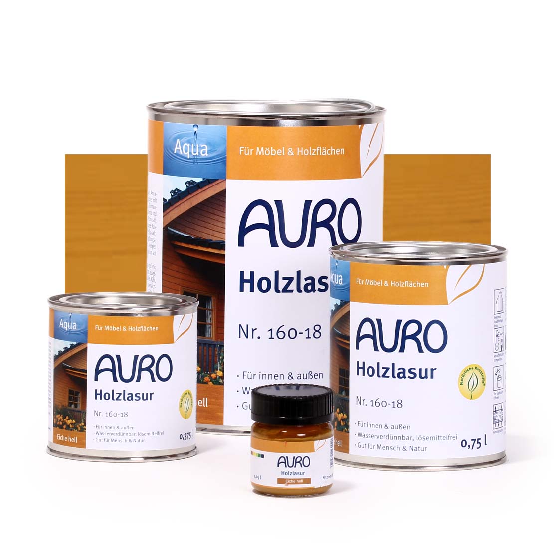 Holzlasur, Aqua, Nr. 160-18 Eiche hell 10 l