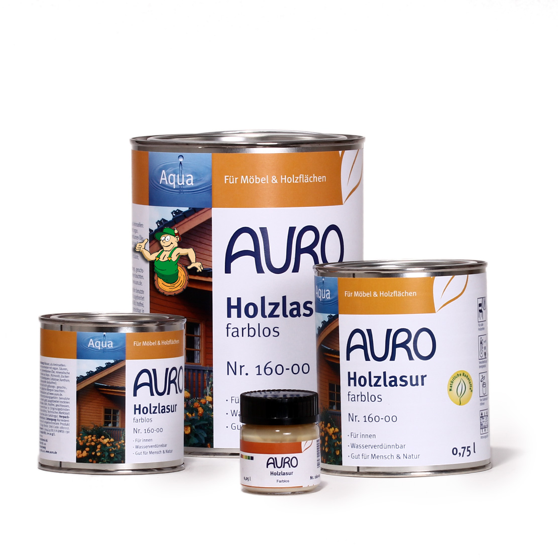 Holzlasur, Aqua, Nr. 160-00 Farblos 0,375 l