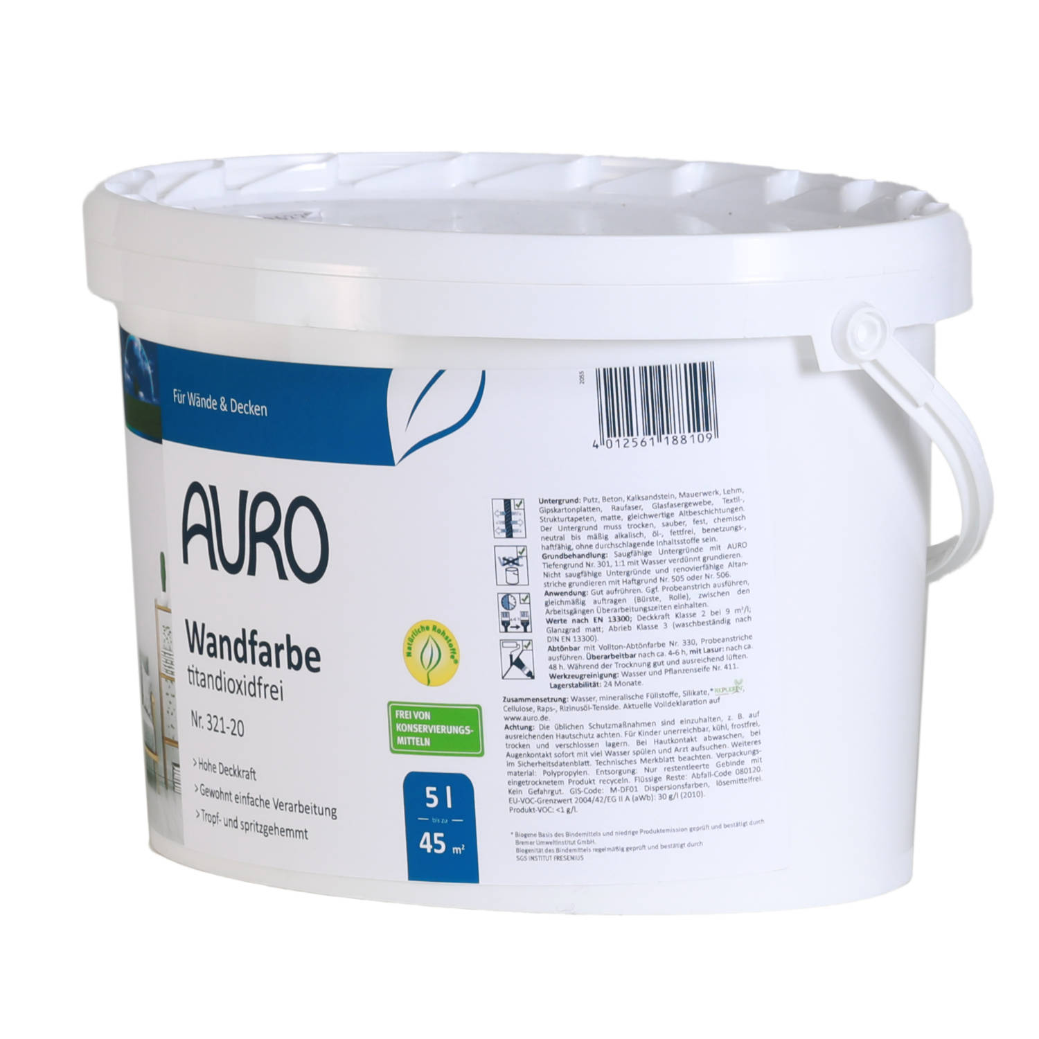 AURO Wandfarbe, titandioxidfrei, Nr. 321-20  5 l